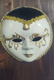 Maschera decorativa bianca e oro